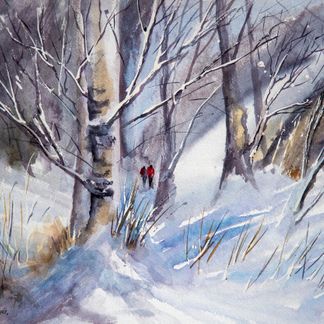 Winter Woodland Watercolour